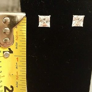 925 Sterling Silver Princess cut CZ studs